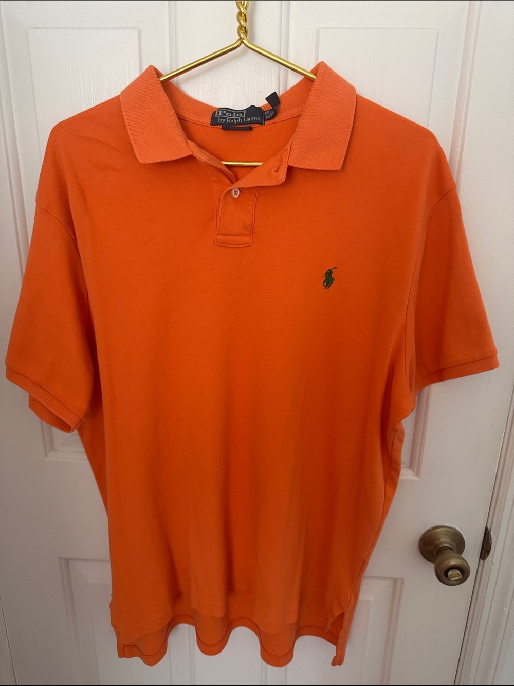 Polo by Ralph Lauren Orange Short-Sleeve Polo with Green Pony, 100% cotton
